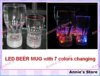 Wholesale LED BEER MUG LED flashing beer cup fancy light glass 7 colors changing free shipping