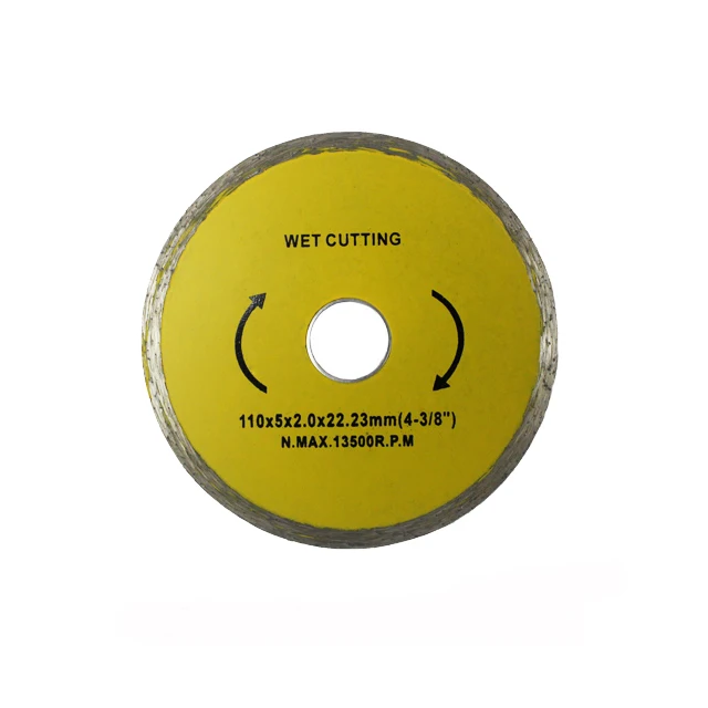 110mm Diamond Saw Blade Continuous Rim Wet for Cutting Tile/Porcelain/Stone and Masonry Materials