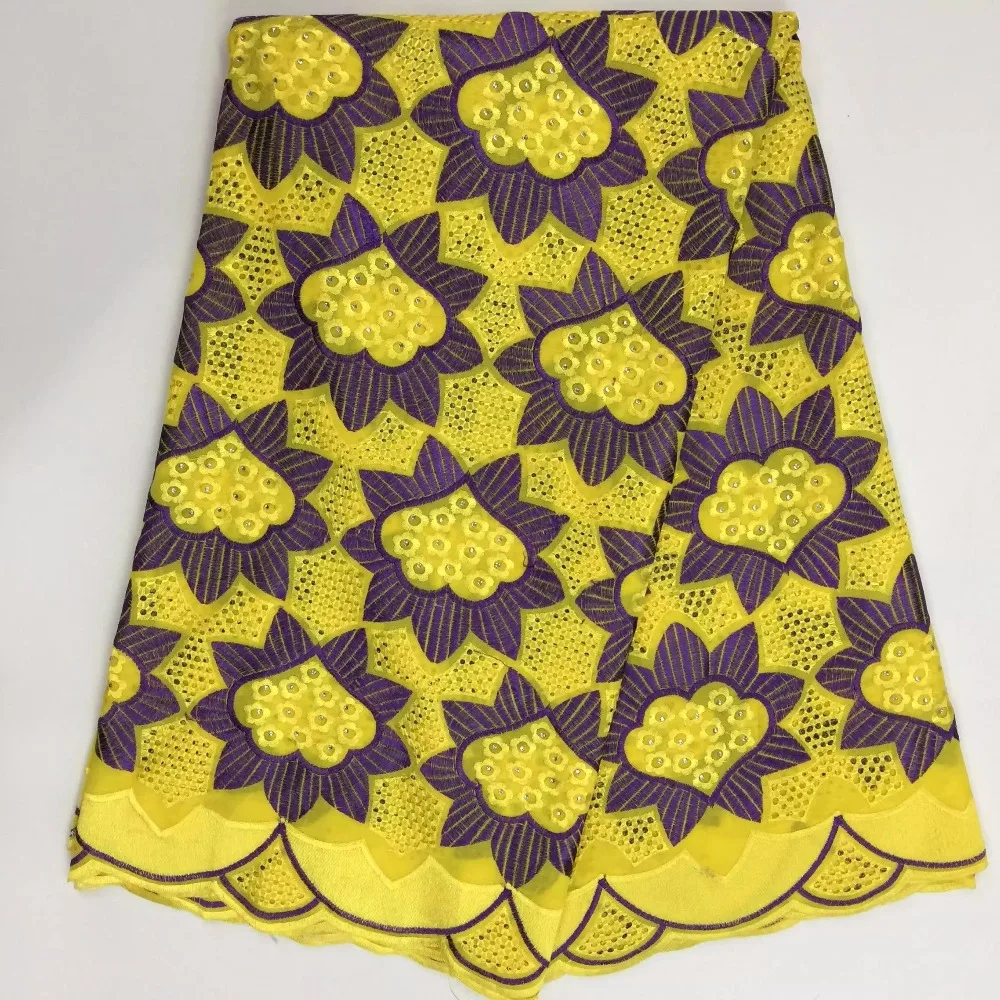 Big African Swiss Voile Lace High Quality Eyelet Cotton Material Latest Fabric With Stones | Дом и сад