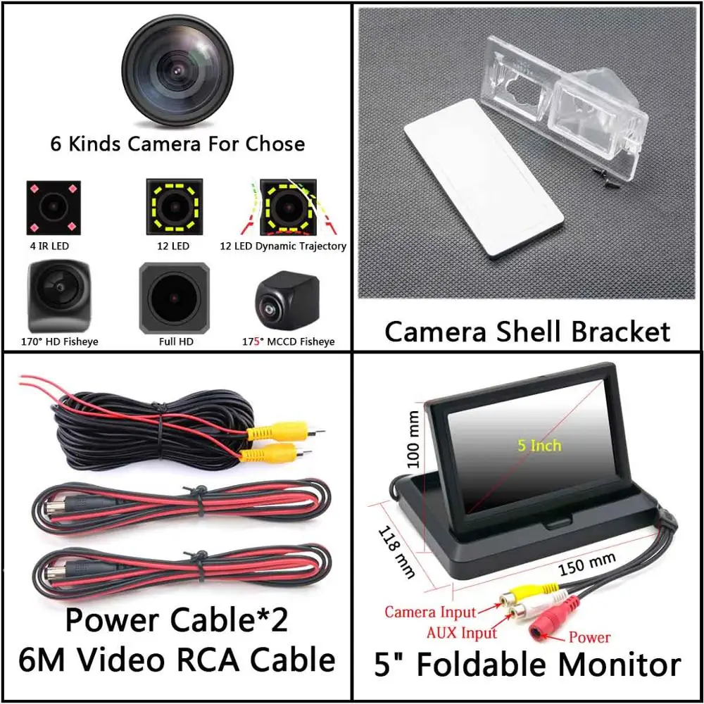 Camera 5 inch Fold 175 градусов MCCD "рыбий глаз" камера заднего вида для парковки Камера для Fiat Freemont 500 Dodge путешествие 2011 2012 2013 - Название цвета: Camera 5 inch Fold
