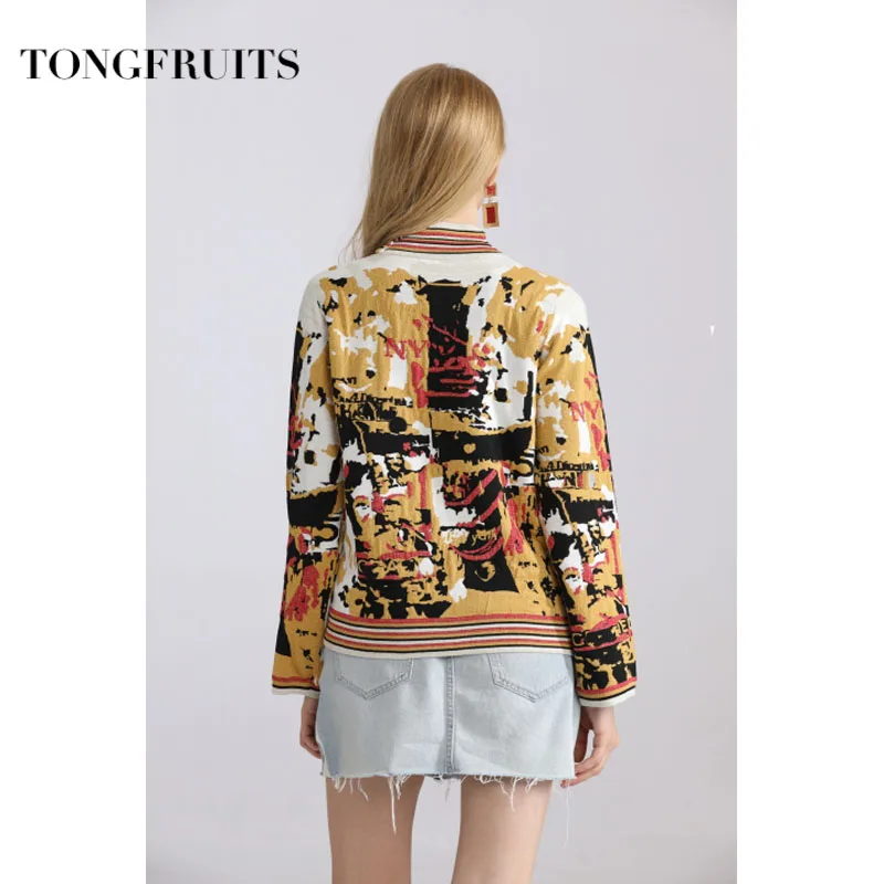 Специальный Египетский свитер с принтом цветной круглым вырезом и длинными