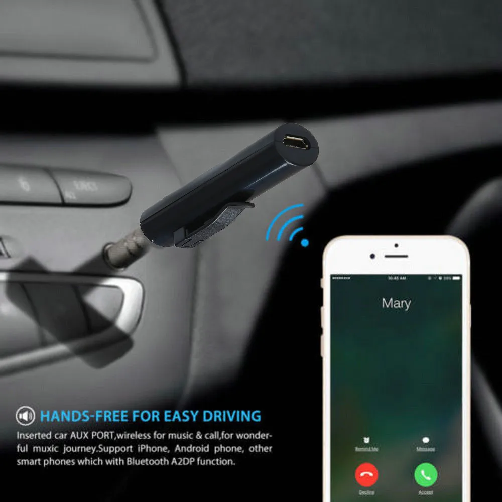 Мини-комплект беспроводной связи Bluetooth для автомобиля Hands free Bluetooth 3,5 мм разъем аудио разъем приемник адаптер Bluetooth AUX для динамика наушников
