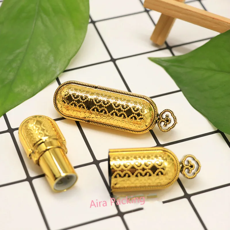 

Gold Elegant Lip Balm Container Empty Cosmetic Lipstick Tube 12.1mm High Class Gold Lip Rouge Sub Package MakeupTool 40pcs/lot