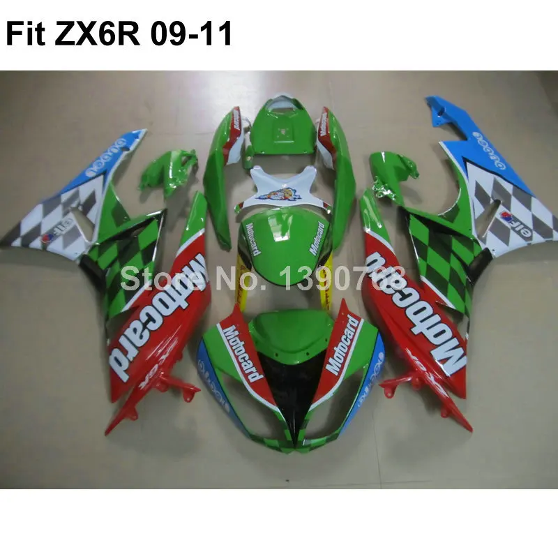 Пластиковый обтекатель ASB для Kawasaki Ninja ZX6R красный белый зеленый лайм 09 10 11 блесток