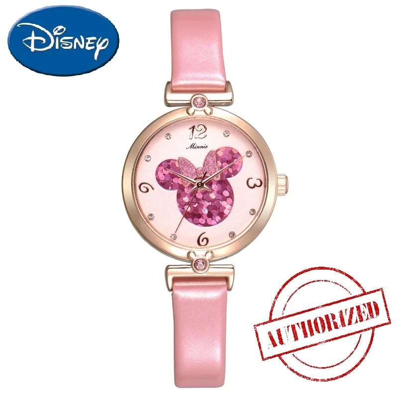 Disney 11009 женские красивые умные часы с Минни Маус очень красивые кожаные кварцевые часы с ремешком подарок из натуральной кожи