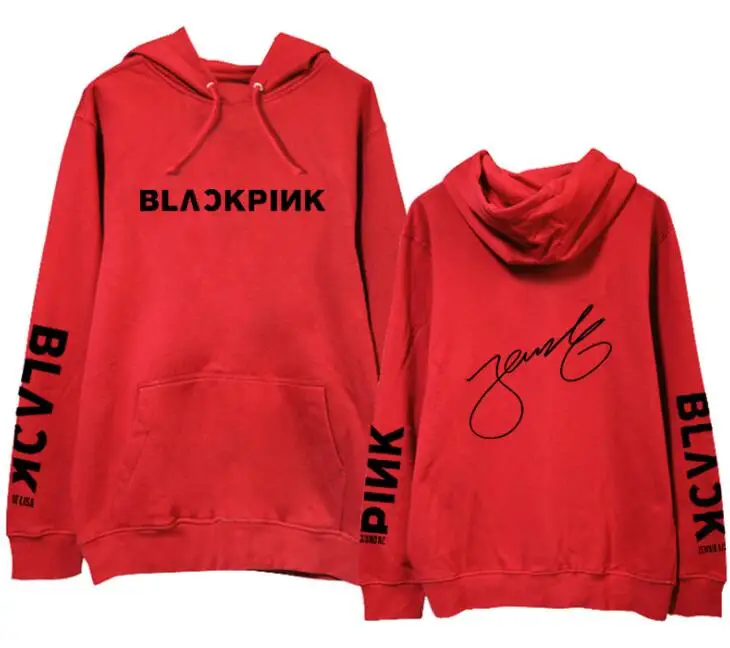 fleece Новое поступление, kpop k-pop, черно-розовый пуловер с логотипом и подписью члена, толстовка унисекс, флисовая/тонкая черная, розовая толстовка - Цвет: fleece