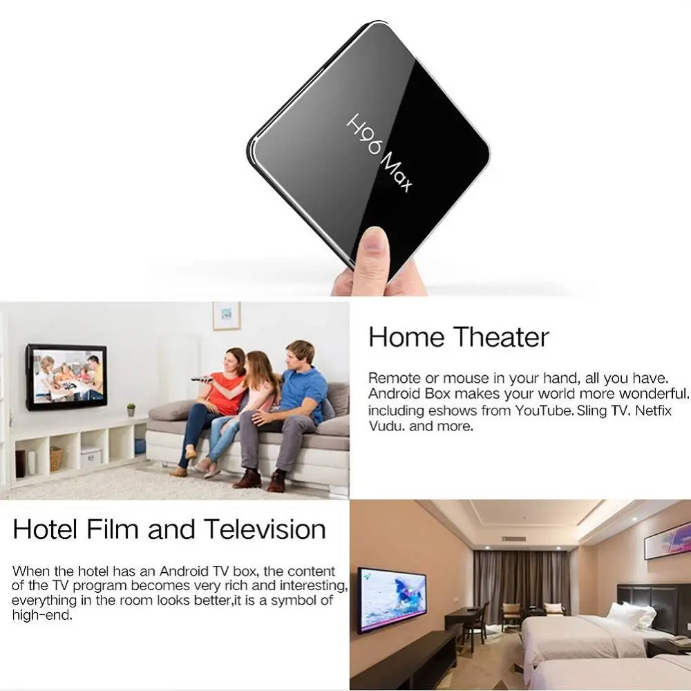 ТВ Приставка Smart TV DDR4 Android 8 1 двойной Wi Fi Amlogic S905X2 H96 MAX H.265 64 ГБ Google Play Store Netflix Youtube