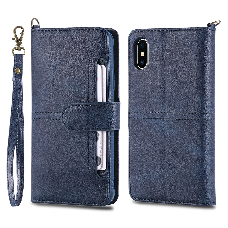 Для iPhone X Case кожи 2 в 1 Магнитная Съемная откидная крышка для iPhone 6 S Plus, 8, 7 Plus, 6, 6 S Чехол кошелек Coque B129