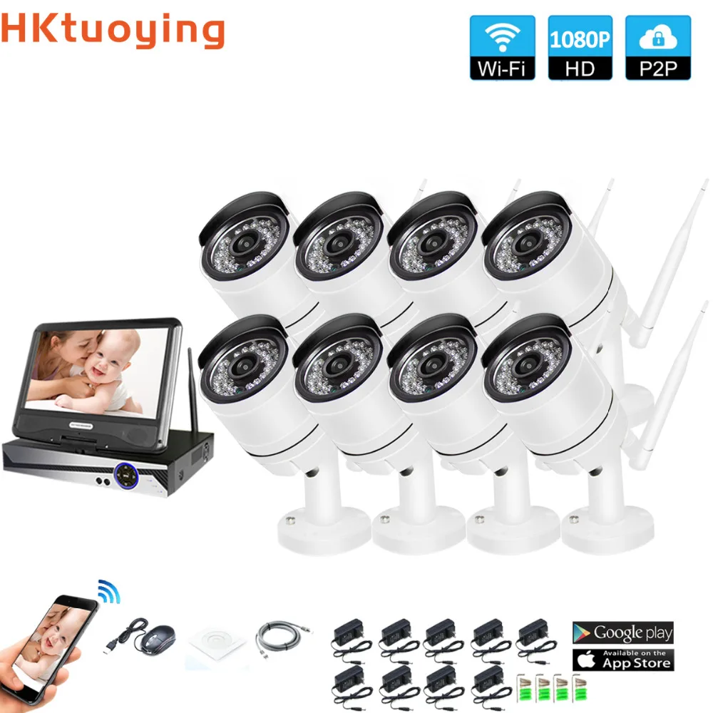 Беспроводная система наблюдения сеть 10 1 &quotЖК-монитор NVR рекордер Wifi Набор 8CH 1080P HD