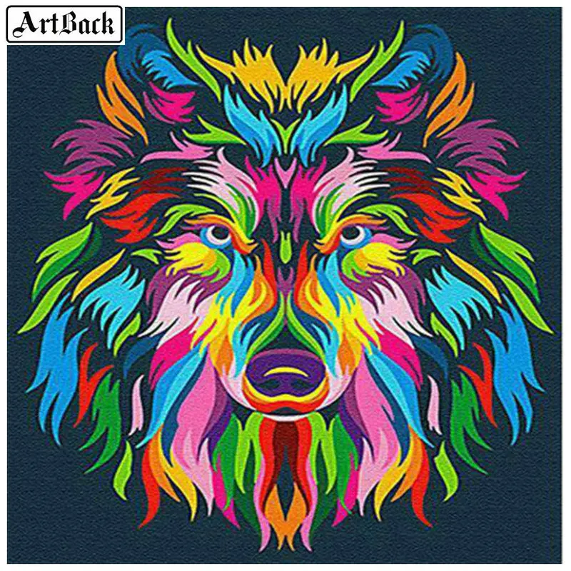 Алмазная 5d картина ARTBACK волк узор круглый цвет животные алмазная вышивка шитье