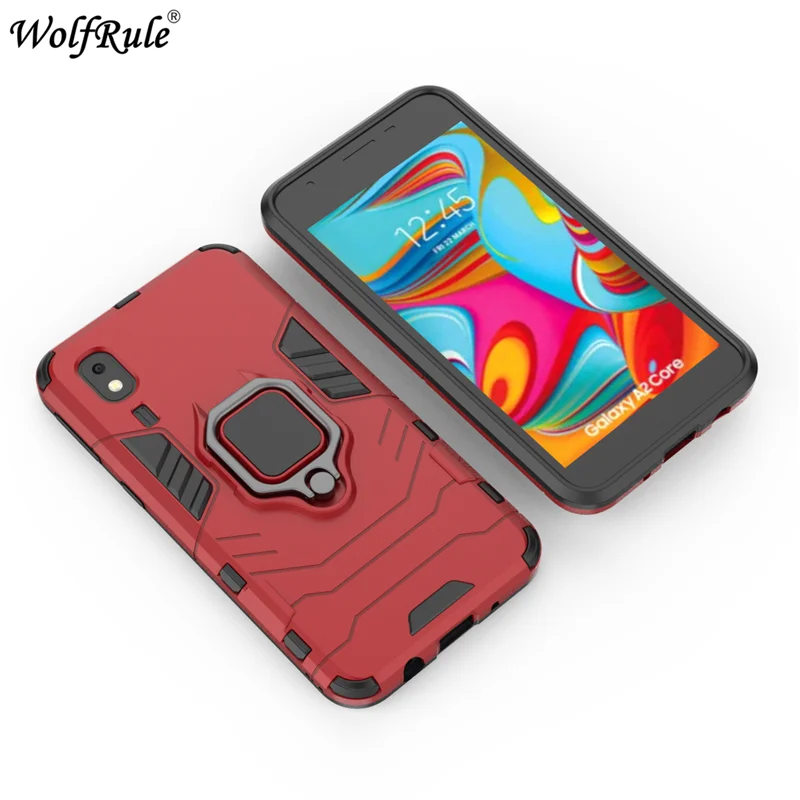 For Samsung Galaxy A2 Core Phone Case TPU Hard PC For Samsung A2 Core Case Ring Holder Stand Magnetic Armor Case SM-A260F 5.0