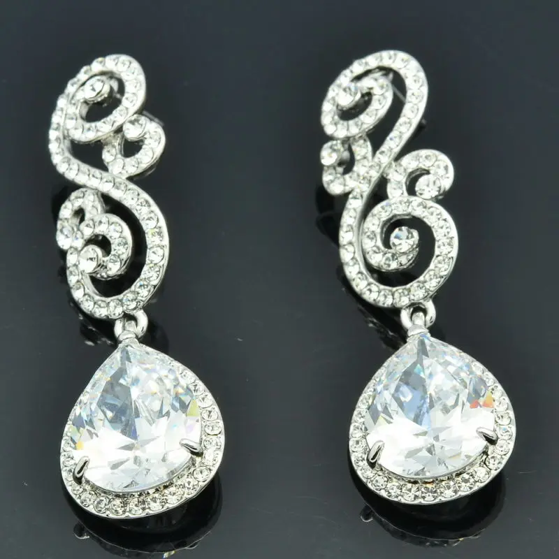 Модные свадебные серьги висячие в форме капли цветка прозрачные Стразы с