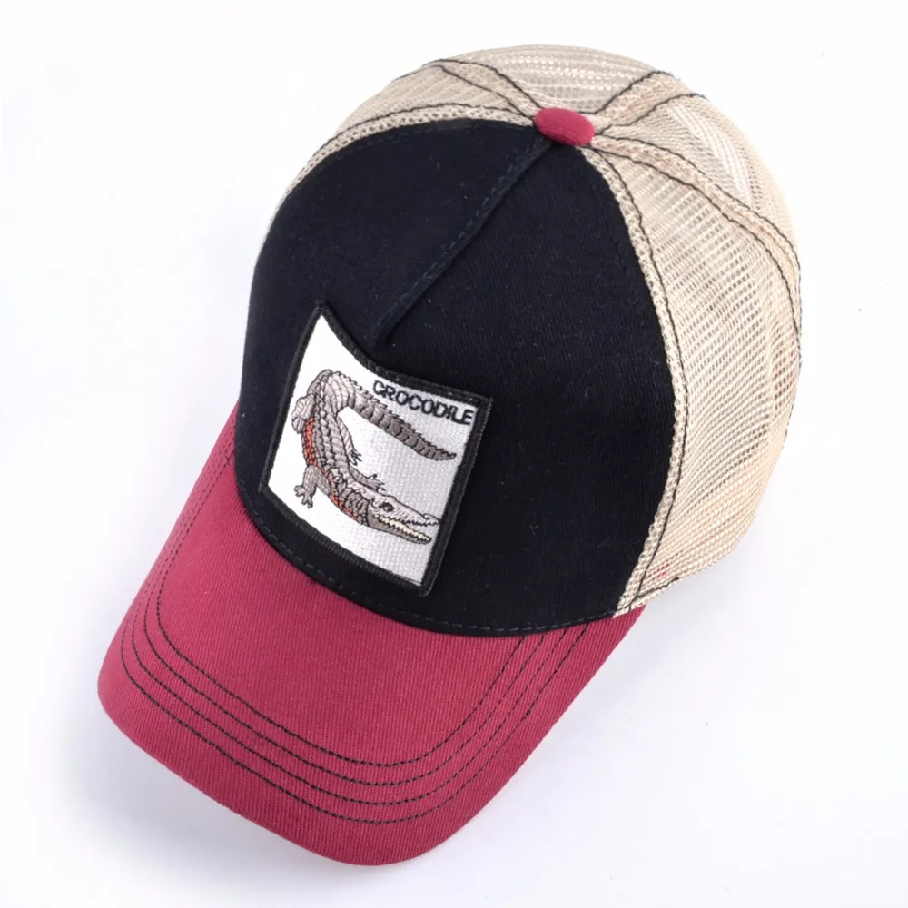Летние сетчатые бейсболка мужская мода крокодил вышивка кепка женская уличная