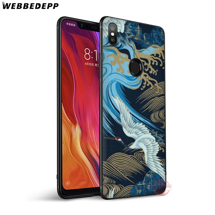 Мягкий силиконовый чехол WEBBEDEPP Wave Art Japanese Green Illust для Xiaomi Mi 6 8 9 SE MAX 3 A1 A2 Lite F1 |