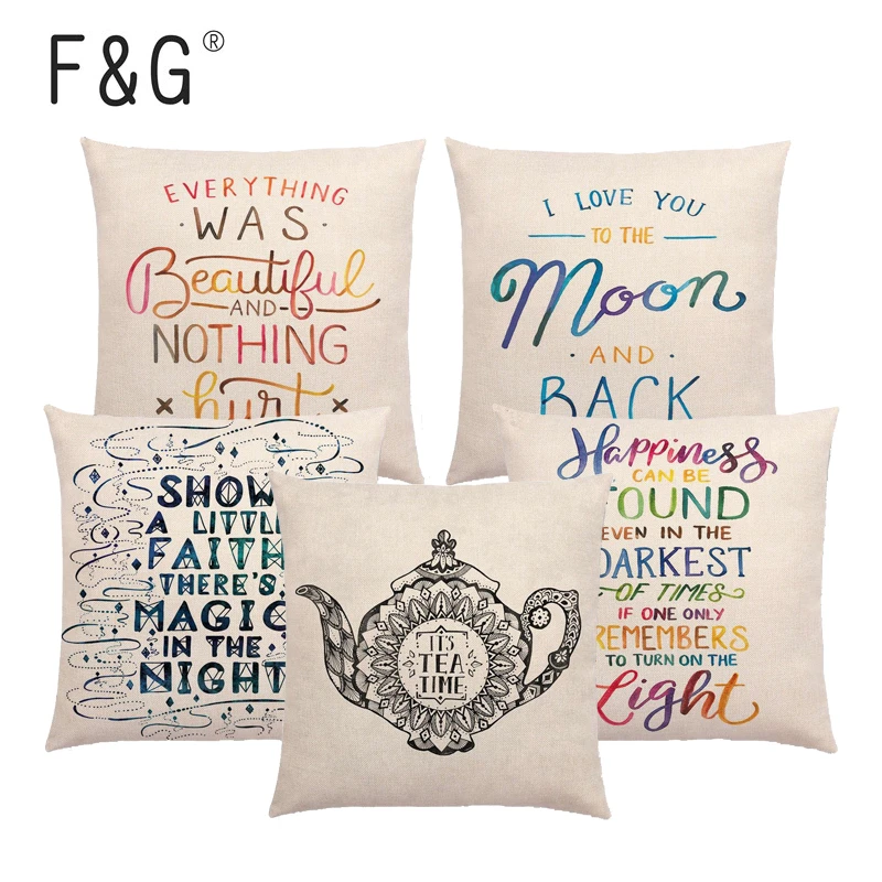 

Meaningful Words Cushion Cover Flower Leaf Short Sentence Proverbial Print Home Decoration Sofa Throw Pillowcase