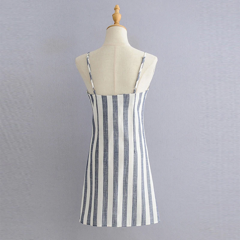 Сексуальное женское платье в полоску Летнее мини-платье без рукавов с открытыми