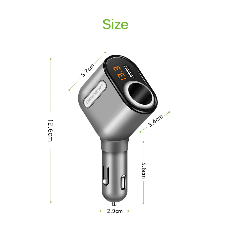 Onever 3 Порты зарядных порта USB для автомобиля Зарядное устройство розетка для автомобильного прикуривателя Разветвитель 5V 3.1A 12 V-24 V макс 80 Вт Мощность адаптер с Напряжение Дисплей