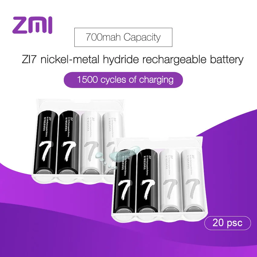 20 шт./лот Xiaomi аккумуляторная батарея AAA 700mAh 1,2 V Ni-MH ZMI ZI7 power Bank Аккумулятор для дистанционного управления машинными игрушками