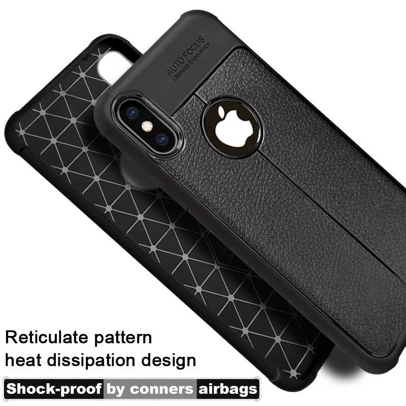 Imak Vega Shockproof Airbag Case Leather Pattern Design TPU Cover for iPhone X /Xs Reticulate Heat Dissipation |