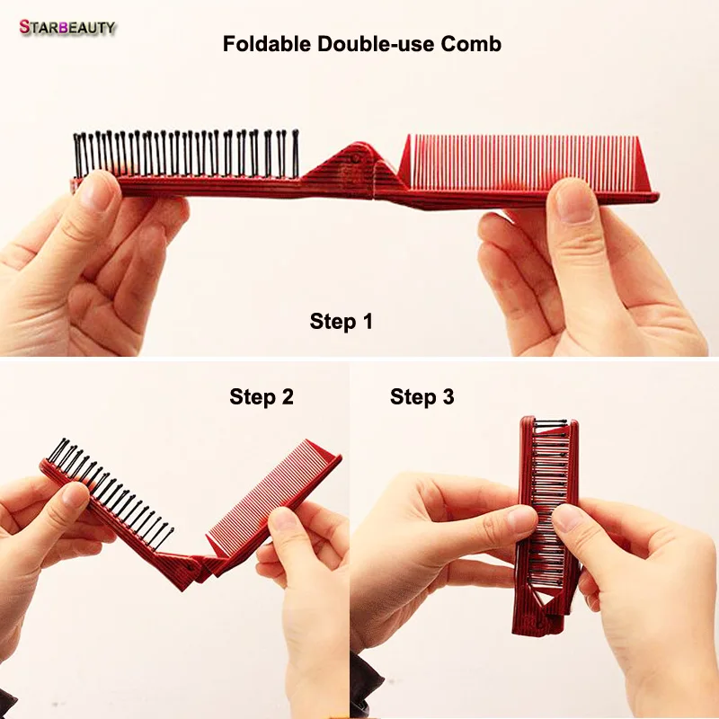 Starbeauty Foldable Wooden Line Comb Hair Clip Small Anti-static Soft Plastic Combs Dual Use Styling Travel Acc. | Украшения и
