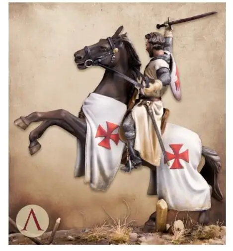 1/24 75 мм смоляная модель Templar Knight Crusades Era Игрушечная миниатюрный комплект без