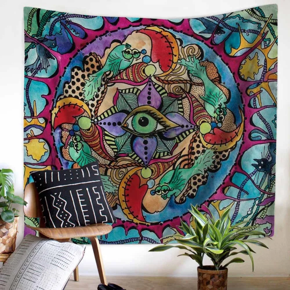Meijuner гобелен Красочные серии Psychedelic гобелены картины Висячие настенные пляжное