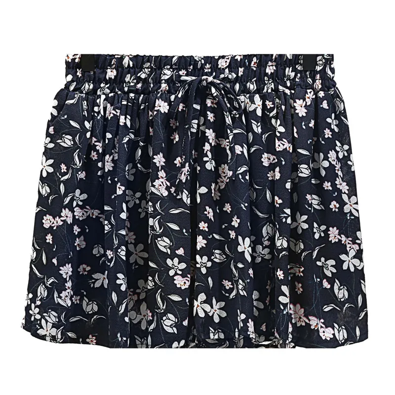 

Summer Wide Leg Shorts Fashion Women's Plus Size High Waist Chiffon Shorts Skirts Loose Floral Shorts Female