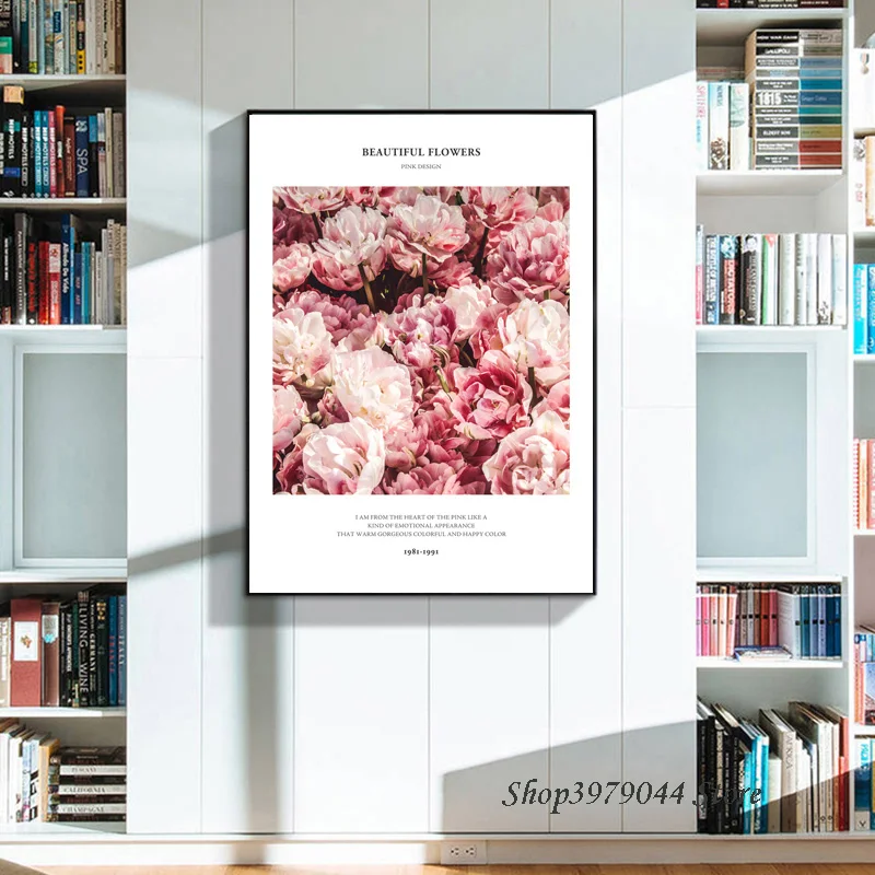 Quadros Decoracion Hogar современный цветок красная стена плакат Скандинавская Картина на