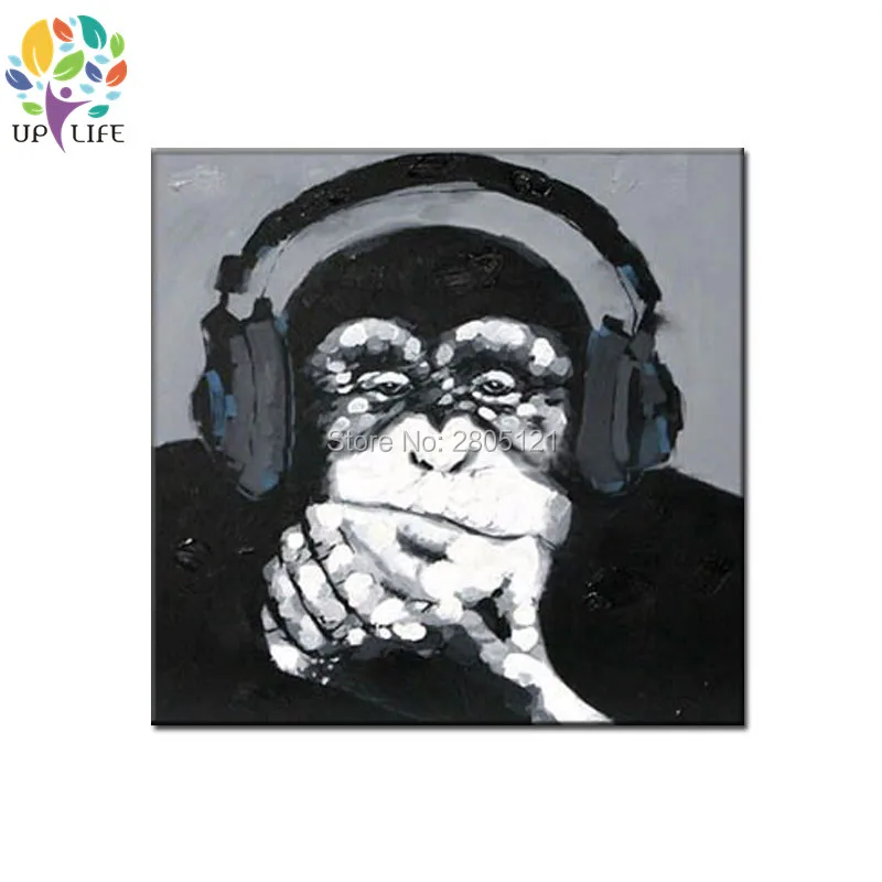 Ручная роспись современная поп-животная живопись черно-белые животные масляная