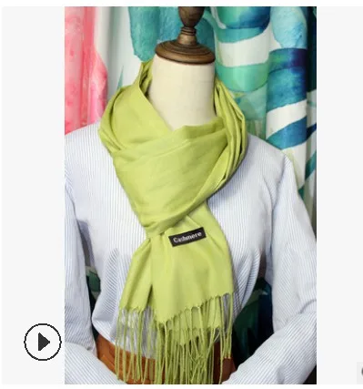 Yellow Green Женские однотонные кашемировые шарфы с кисточками для девушек, весенне-осенний тонкий длинный шарф, высокое качество, Женская шаль, горячая распродажа, мужской шарф - Цвет: Yellow Green