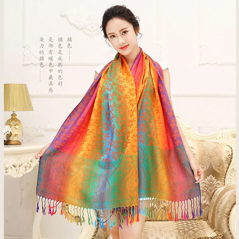 [FAITHINK] из Индии Женская Этническая шаль пашмины накидка с цветочным рисунком