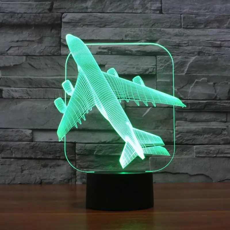 

Aircraft Touch Light Led Acrylic Remote Control 7 color Led Night Light Gradual Vision 3d Lamp Luminaria Led Usb 3d Light