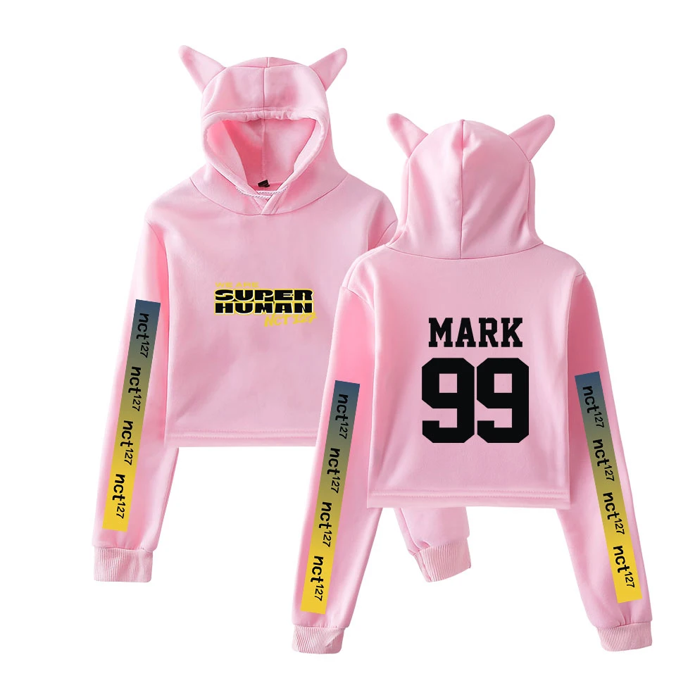 NCT 127 WE ARE SUPERHUMAN Cat Ear толстовка модная Милая женская Повседневная Новинка Kpop Cat Crop Top толстовки Толстовка сексуальная одежда