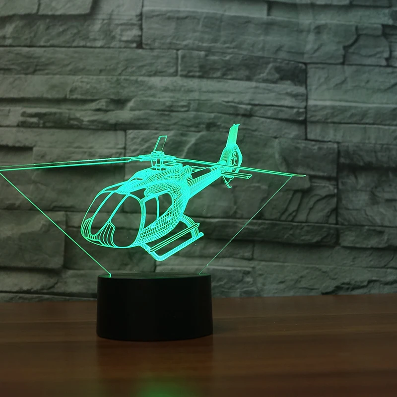 3D ночник Helicopt с сенсорной кнопкой светодиодный светильник для самолета