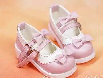 pink D01-P551 детская игрушка ручной работы 1/3 1/4 кукольная одежда BJD/SD кукольный реквизит аксессуары красочные бант кружева пряжки обувь 1 пара - Цвет: pink