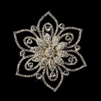 " Блестящий серебряный тон украшенный стразами Diamante свадебная брошь невесты