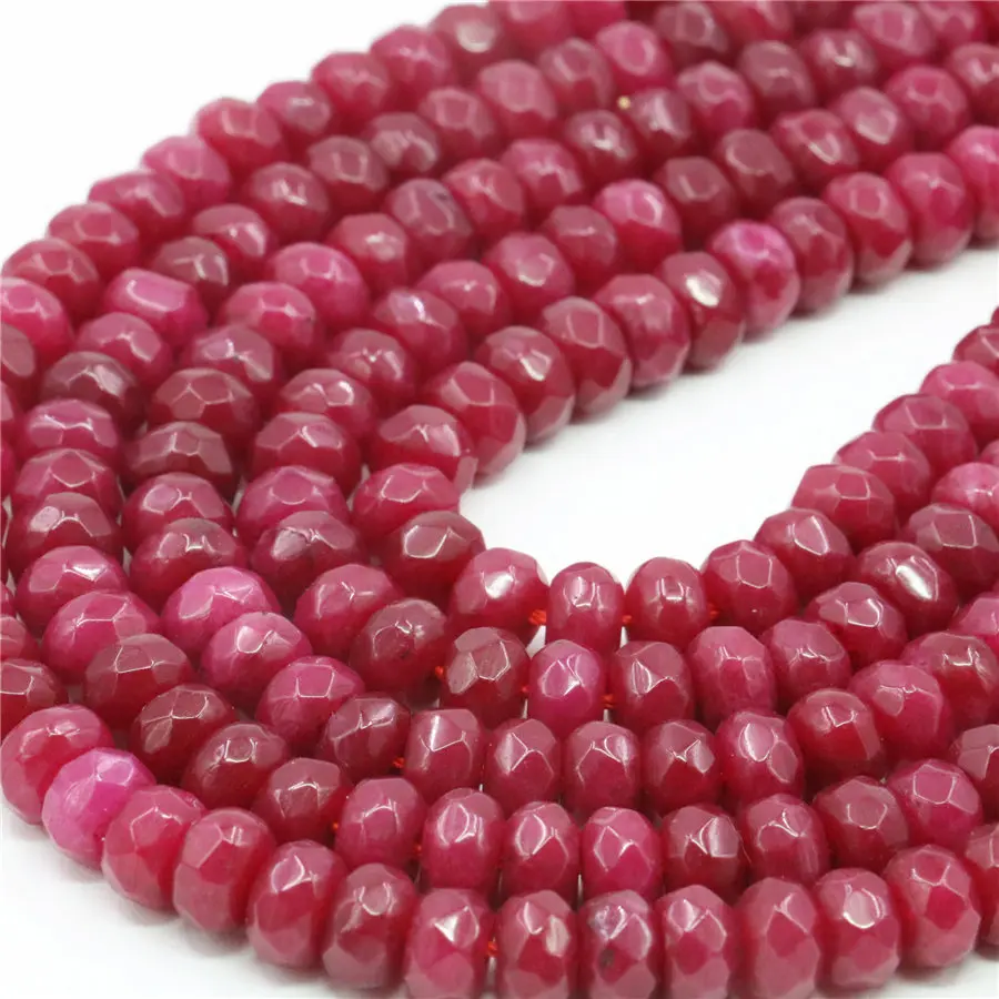 5X8mm Red Pink Blue Purple Green Yellow Jades Chalcedony Rubys Abacus Faceted Jaspers Loose Beads Natural Stone Jewelry Making | Украшения