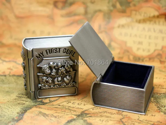 NEW ARRIVAL - Newborn Baby Keepsake / Family Gift Book Shaped First Tooth and Curl Boxes Metal Artcraft Trinket Box | Украшения и