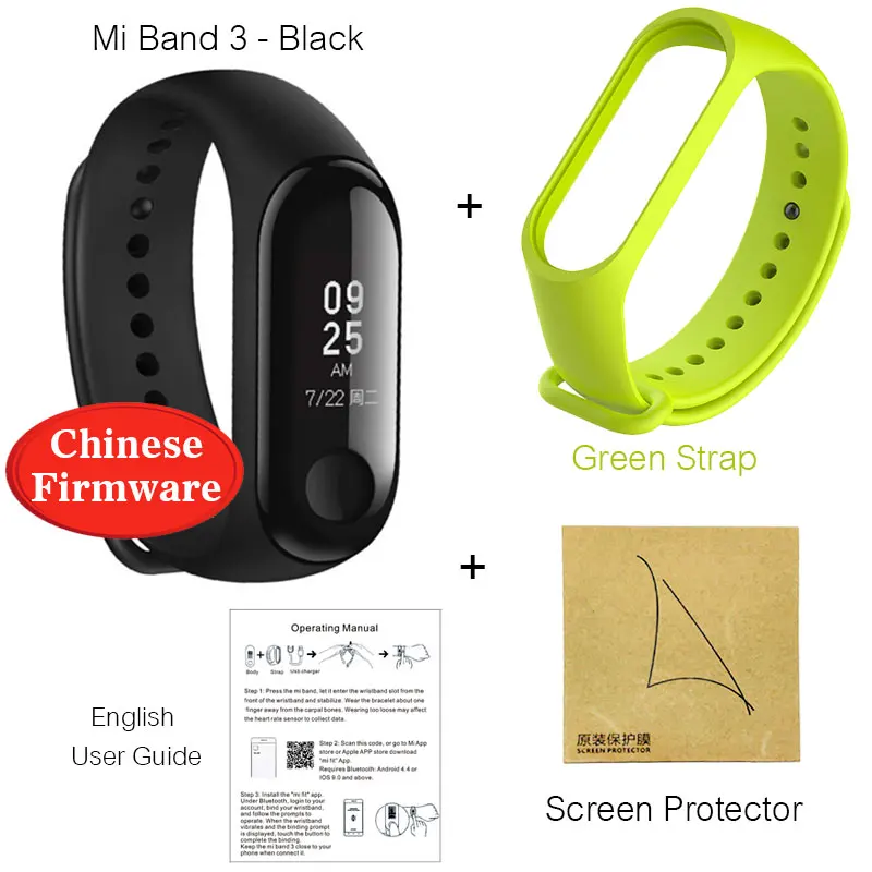 AddFilm-Green Xiaomi mi-браслет 3 Смарт-Браслет фитнес-браслет mi Band 3 большой сенсорный экран OLED частота сердечных сокращений Smartband - Цвет: AddFilm-Green