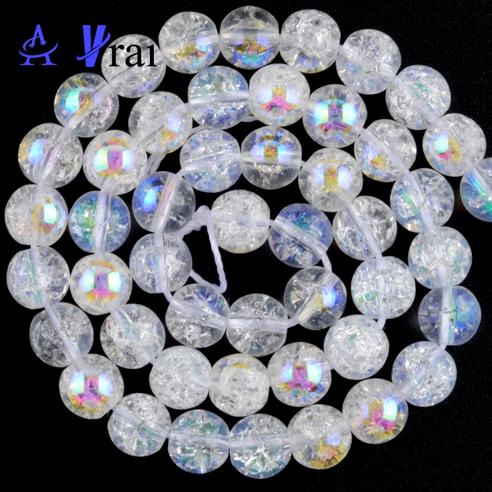 Натуральный белый AB снег треснутый Кристалл Камень круглые свободные бусины для