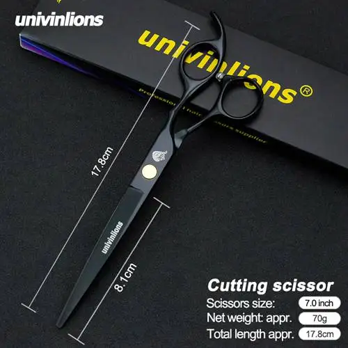 black cutting Univinlions " ножницы для стрижки собак Ножницы для собак Ножницы Для Стрижки животных и кошек ножницы для утончения собак изогнутые ножницы набор инструментов - Цвет: black cutting