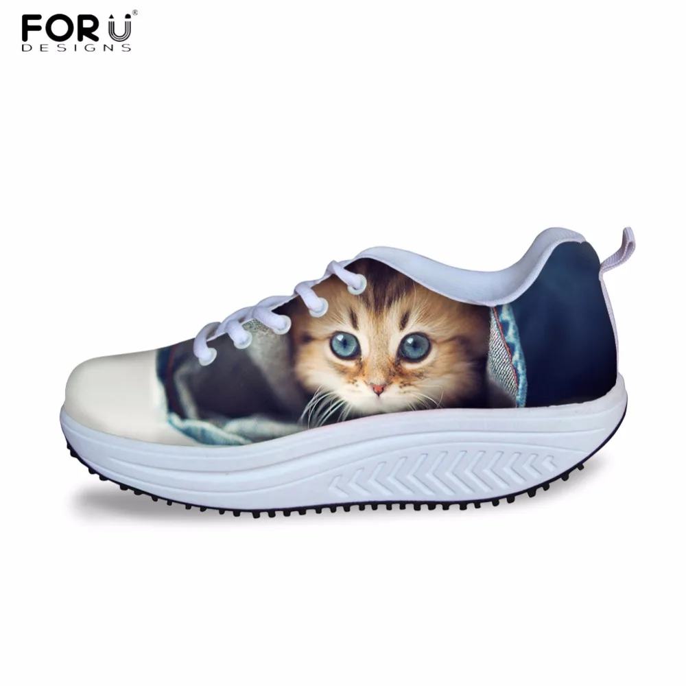 Женские повседневные туфли на плоской подошве FORUDESIGNS с 3D рисунком животных и