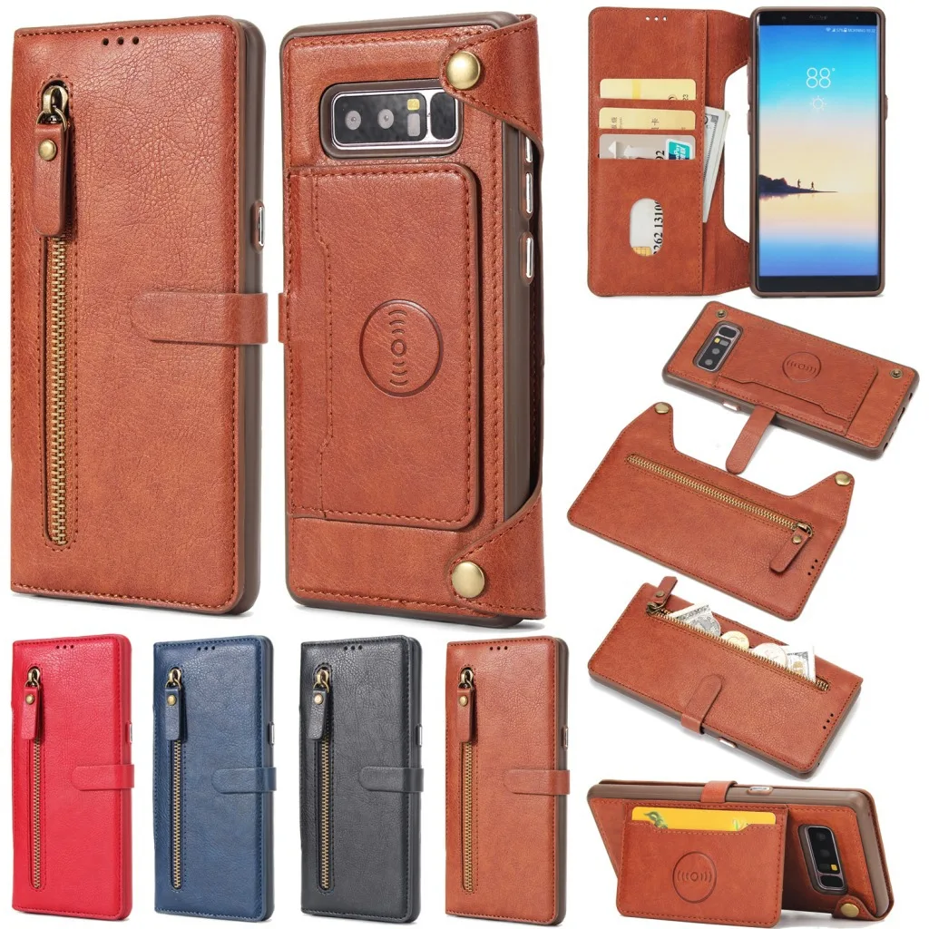 10 шт. многофункциональный кожаный чехол книжка на молнии для Samsung S8 S9