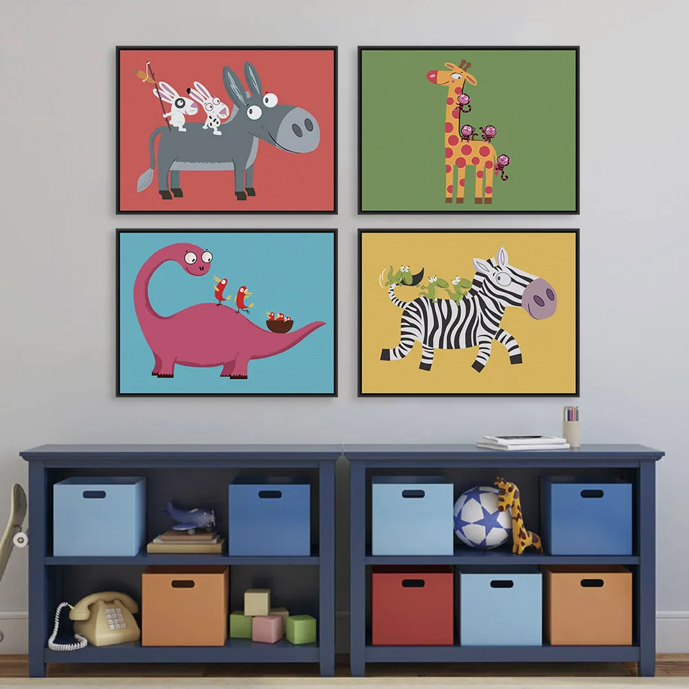 Забавное Животное Зебра динозавр Жираф A4 большой художественный постер кавайная