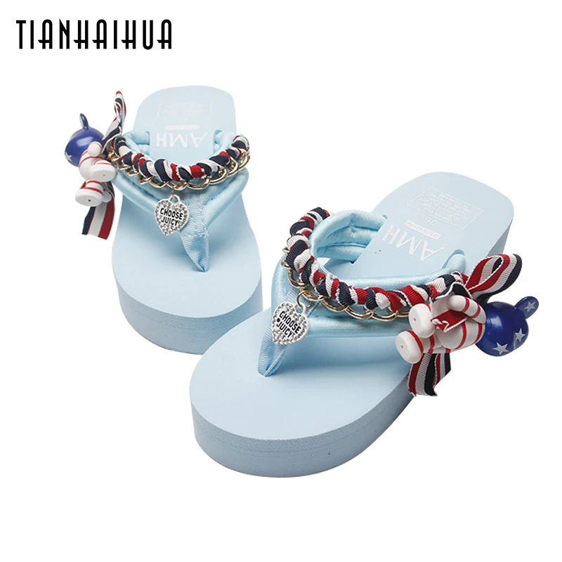 Сланцы для Для женщин модные Вьетнамки s 6 см летние босножки на танкетке