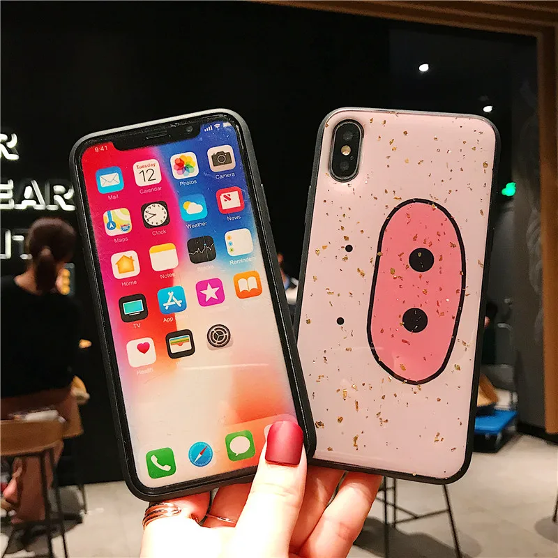 Шикарный роскошный золотой фольга Забавный свиной нос розовый Мягкий ТПУ