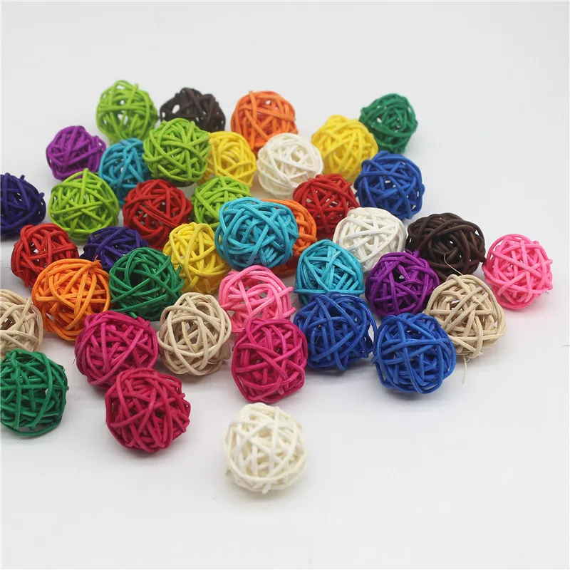 

15PCS/Lot 3CM Multicolor Rattan Ball DIY Balls Home Ornaments&Christmas Birthday Wedding Party Decorations Kids Toys