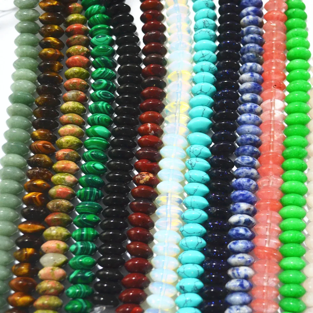 Новинка 2018 г. самые популярные разноцветные бусины из натурального камня Плоские