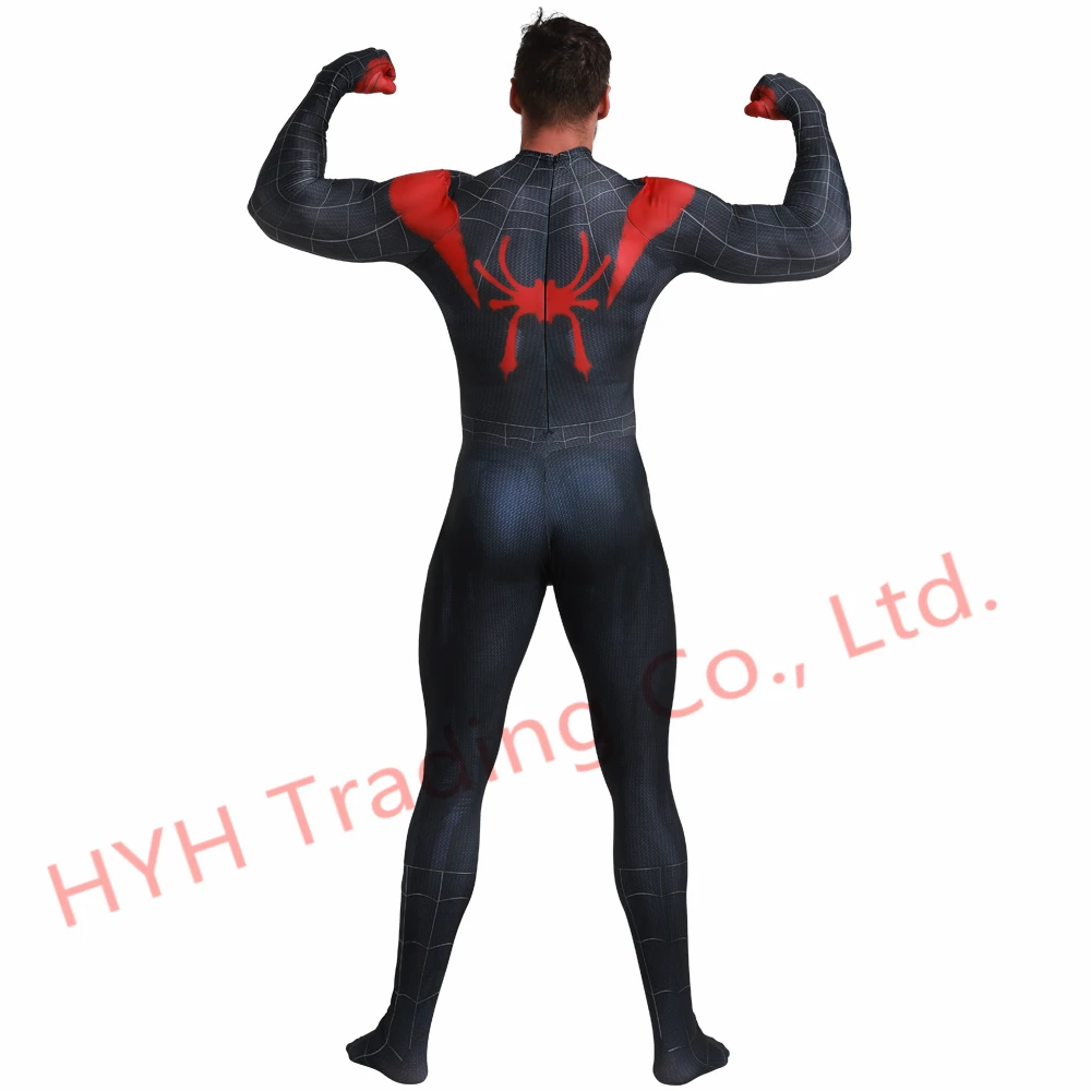 В году, костюм Человека-паука для взрослого с 3D принтом "Black Miles Morales" маскарадный костюм супергероя "Zentai" "Человек-паук"
