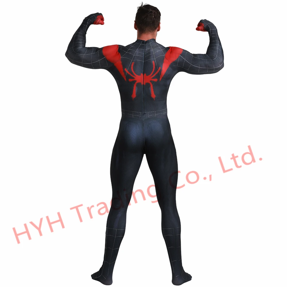 Костюм Человека паука для взрослого мальчика с 3D принтом Black Miles Morales костюм - Фото №1